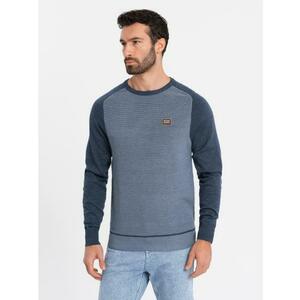 Kötött férfi RELAXED FIT mintás pulóver - sötétkék V1 OM-SWSW-0111 OM-SWSW-0111 kép