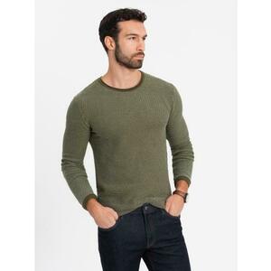 Kötött férfi RELAXED FIT pulóver mintákkal - tengerészkék V1 OM-SWSW-0111 OM-SWSW-0111 kép