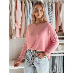 Plusz méretű női egyszínű pulóver SENZIA Pink kép