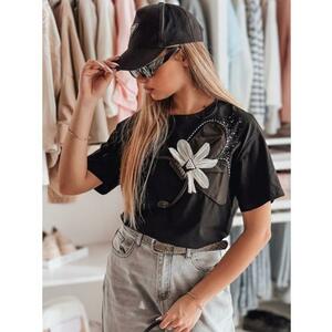 Női oversize póló 3D effekttel PETALOVE fekete kép