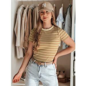 Női csíkos basic póló LINESS camel kép