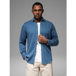 Denim ing férfiaknak, lyocell anyagból, hímzéssel a mellkason - kék V2 OM-SHDS-0180 kép