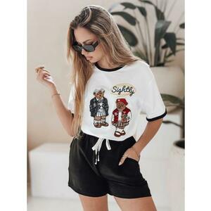 Női oversize póló CLASSY TEDDY hímzéssel fehér kép