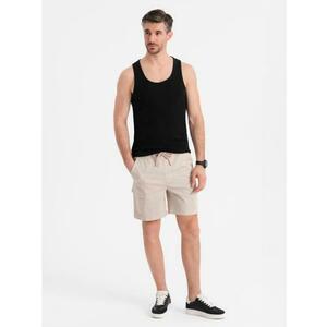 Férfi laza rövidnadrág cargo zsebekkel - krém V1 OM-SRCG-0194 kép