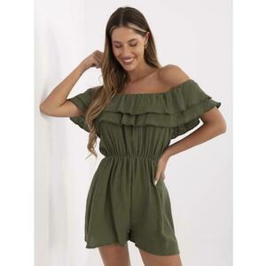 Khaki, rövid muszlin jumpsuit kép