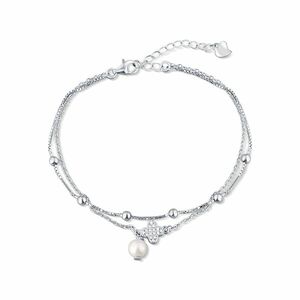 JwL Luxury Pearls JwL Luxury Pearls Dupla ezüst karkötő valódi gyönggyel és cirkónium kővel JL0801 kép
