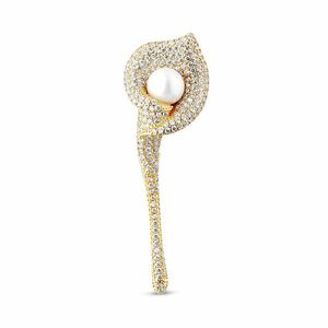 JwL Luxury Pearls JwL Luxury Pearls Csillogó aranyozott bross 2 az 1-ben Kála virág JL0815 kép