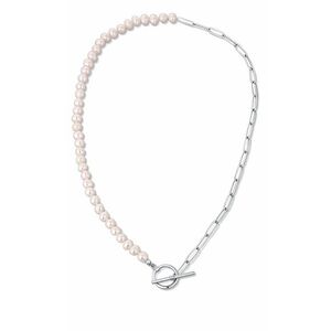JwL Luxury Pearls JwL Luxury Pearls Divatos acél nyaklánc valódi folyami gyöngyökkel JL0788 kép