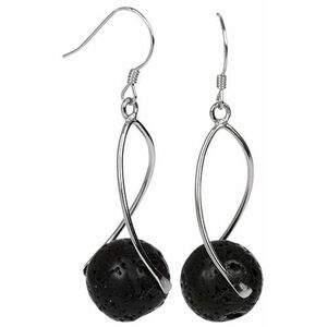 JwL Luxury Pearls JwL Luxury Pearls Hosszú ezüst fülbevaló fekete lávakövekkel JL0280 kép