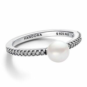 Pandora Pandora Csillogó ezüst gyűrű valódi gyönggyel Timeless 193158C01 52 mm kép