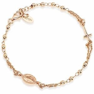 Amen Amen Rózsaszín aranyozott ezüst karkötő Rosary BROR3 kép