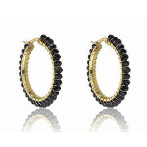 Marc Malone Marc Malone Elegáns aranyozott karika fülbevaló Elena Black Earrings MCE23028G kép
