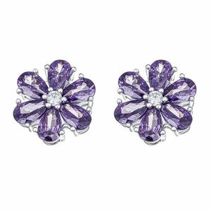 CRYSTalp CRYSTalp Virágos fülbevaló lila kristályokkal Flower Kiss 42288.AQU.R kép