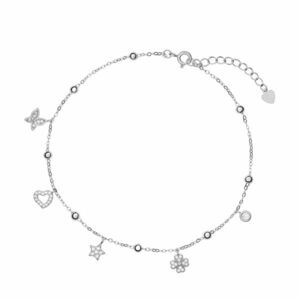AGAIN Jewelry AGAIN Jewelry Vidám ezüst bokalánc medálokkal AJNH0010 kép