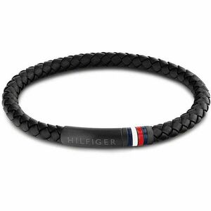 Tommy Hilfiger Tommy Hilfiger Fekete bőr karkötő acél csattal 2790403 kép