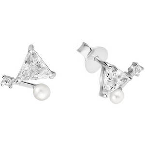 JwL Luxury Pearls JwL Luxury Pearls Gyengéd fülbevaló igazgyönggyel és kristályokkal JL0586 kép