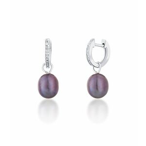 JwL Luxury Pearls JwL Luxury Pearls Ezüst karika fülbevalók a Kate hercegnő valódi gyöngy és cirkónium kövekkel 3 az 1- ben JL0733 kép