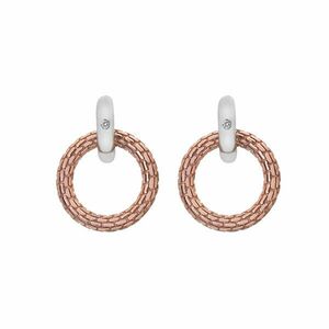 Hot Diamonds Hot Diamonds Modern bicolor ezüst fülbevaló gyémántokkal Woven DE692 kép