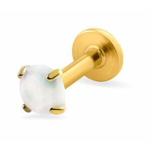 Troli Troli Aranyozott labret piercing fehér szintetikus opállal 0, 3 cm kép