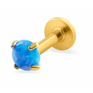 Troli Troli Aranyozott labret piercing kék szintetikus opállal 0, 3 cm kép