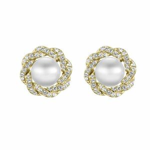 CRYSTalp CRYSTalp Luxus aranyozott fülbevaló kristályokkal és gyönggyel Rich pearl 42310.G kép