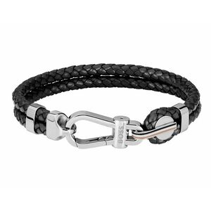 Hugo Boss Hugo Boss Divatos dupla fekete bőr karkötő 1580699 19 cm kép