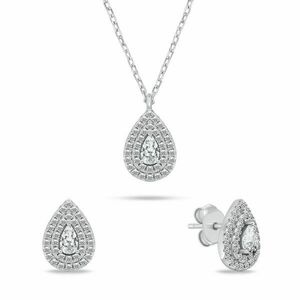 Brilio Silver Brilio Silver Ezüst ékszerszett cirkónium kövekkel Tear Drop SET284W (nyaklánc, fülbevaló) kép