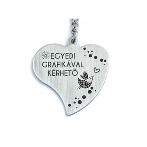 Személyre szabott feliratos szív medálos kulcstartó kép