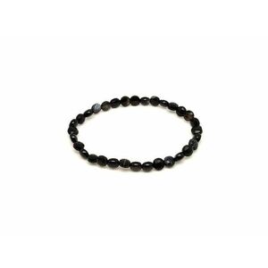 Achát fekete fazettált korong karkötő 6x4mm kép
