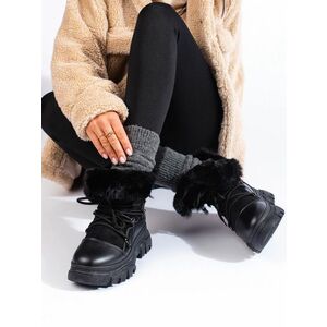 Divatos női fekete heelless hócipők kép