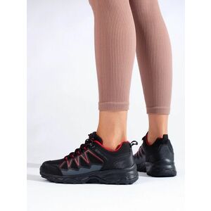 Designer női fekete trekking cipő sarok nélkül kép