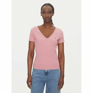 Tommy Jeans Póló Essential DW0DW17385 Rózsaszín Slim Fit kép