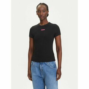 Tommy Jeans Póló Script Label DW0DW21402 Fekete Slim Fit kép