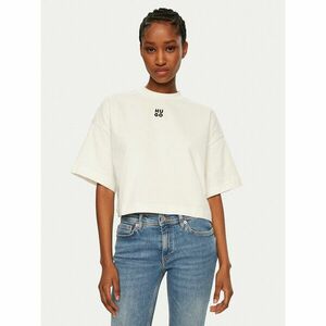 HUGO Póló Cropped Tee 50517790 Ekru Relaxed Fit kép