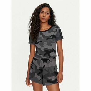 adidas Póló Essentials 3-Stripes Camo Print IX3705 Szürke Slim Fit kép