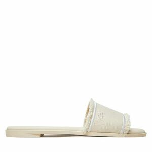 Papucs Tommy Hilfiger Fringe Canvas Flat Sandal FW0FW08908 Bézs kép