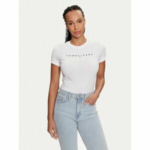Tommy Jeans Póló Linear DW0DW18398 Fehér Slim Fit kép