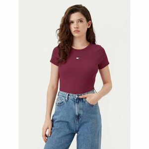 Tommy Jeans Póló Badge DW0DW17881 Bordó Slim Fit kép