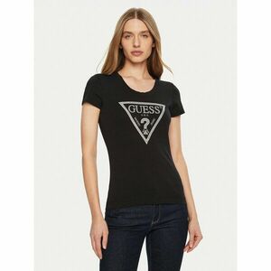 Guess Póló SS CN SHINY TRIANGLE Fekete Shirt Fit kép