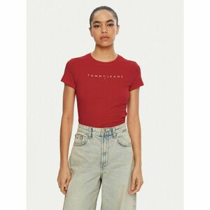 Tommy Jeans Póló Linear DW0DW18398 Piros Slim Fit kép