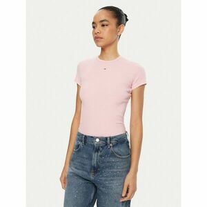 Tommy Jeans Póló Essential DW0DW17383 Rózsaszín Slim Fit kép