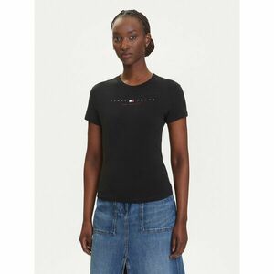 Tommy Jeans Póló Linear DW0DW21422 Fekete Slim Fit kép