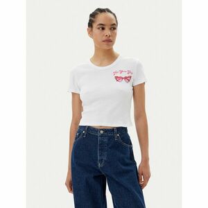 HUGO Póló Delanor_2 50539132 Fehér Cropped Fit kép