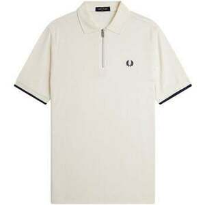 Pólók / Galléros Pólók Fred Perry Crepe Pique Zip Neck Polo Shirt Ecru kép