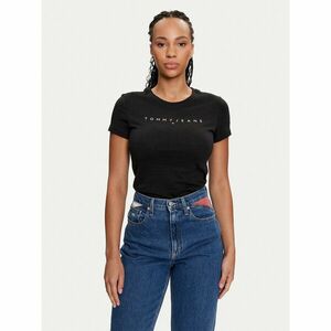 Tommy Jeans Póló Linear DW0DW18398 Fekete Slim Fit kép