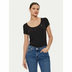 Tommy Jeans Póló Henley DW0DW18669 Fekete Slim Fit kép