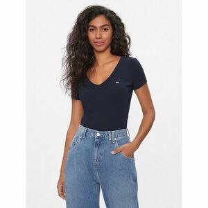 Tommy Jeans Póló Tjw Slim Essential Rib V Ss DW0DW17385 Sötétkék Slim Fit kép
