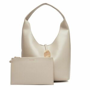 Táska Calvin Klein Jeans Stone Lock Slouchy Small Shoulde LV04K3176G Ekru kép