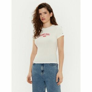 Tommy Jeans Póló DW0DW19435 Ekru Slim Fit kép