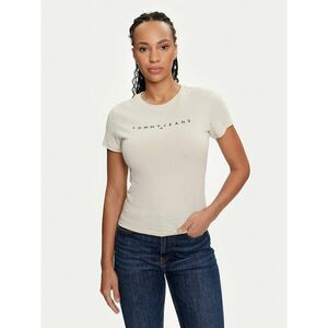 Tommy Jeans Póló Linear DW0DW18398 Bézs Slim Fit kép